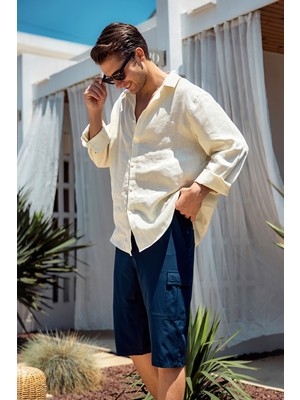 Kargo Cep Erkek Şort Kapri Mayo Rks-09 Lacivert