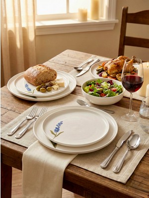 Kütahya Home Herbal Porselen Yemek Takımı 24 Parça – Günlük ve Misafir Kullanımı