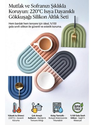 Ala Store Özel Tasarım Nihale Tencere Tava Çaydanlık Altlığı Seti Isıya Dayanıklı Büyük Boy Silikon