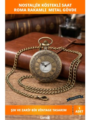 Letsii Nostaljik Vintage Tasarım Köstekli Saat Antika Görünüm