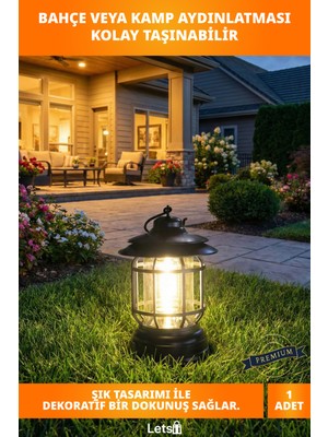 Letsii Retro Tasarımlı 500 Lümen LED Kamp Lambası