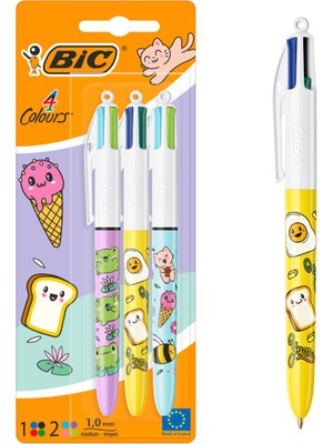 Bic 4 Volours Kawaii Tükenmez Kalem 3'lü Blister