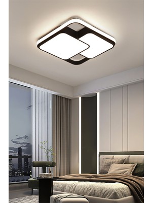 Normadia Siyah 2'li Kare 50X50CM Kumandalı Dimli LED Tavan Lambası
