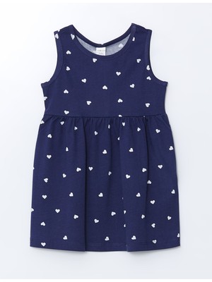 Lc Waikiki Yeni Sezon Bisiklet Yaka Kalp Baskılı Kız Çocuk Elbise