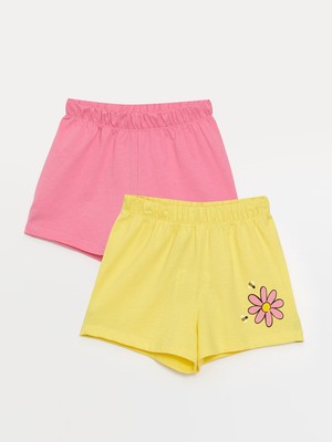 Lc Waikiki Yeni Sezon Beli Lastikli Çiçekli Kız Bebek Şort 2'li