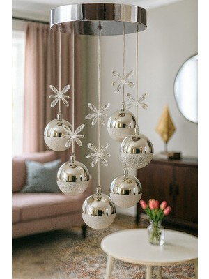 Normadia Modern 6 Li Krom Top Power Ledli Çok Renkli Salon, Mutfak, Oda, Hol Avize