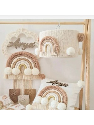 Normadia Renkli Makrome Bebek Odası Seti, Kapı Süsü, Avize ve Yastık Dolgusu Dahil