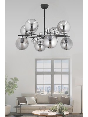 Normadia Modern Füme Glob Camlı 8'li Avize, Şık ve Şık Aydınlatma Seçeneği