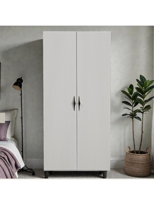 Flances Athena Ayaklı Tasarım 2 Kapaklı Aytaşı Mdf Gardırop