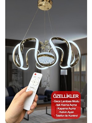 Normadia Modern Yüksek Güçlü 3 Renk Kumandalı Şık LED Avize, Şık ve Kullanışlı