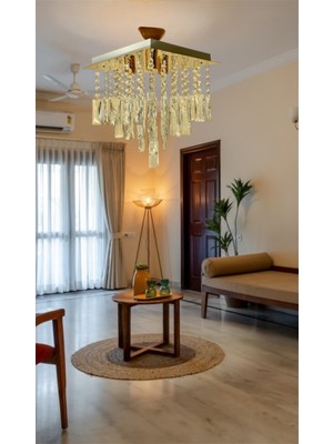 Normadia Şık Kristal 30’lı Paslanmaz Gold Renkli Avize, Modern ve Zarif Aydınlatma