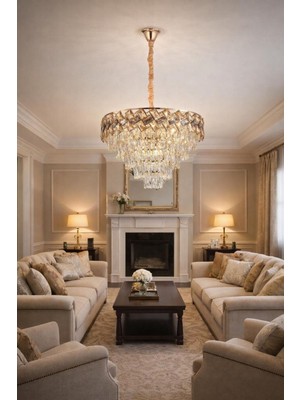 Normadia Şık 45 cm Kristal Salon Avizesi, Zarif ve Parlak Aydınlatma