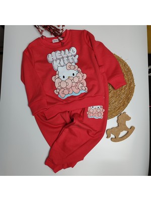 Moda Rüyası Hello Kitty Nar Çiçeği Kız Çocuk Alt Üst Takım – 2-8 Yaş