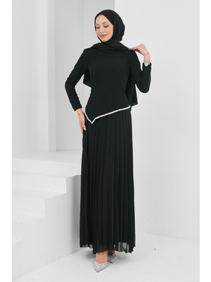 İmaj Butik Siyah Taş Detaylı Tasarım Abiye
