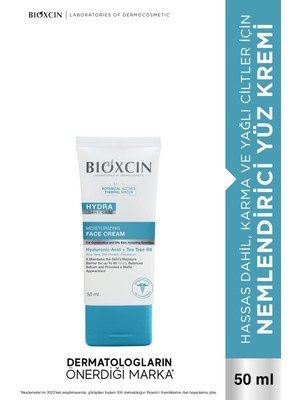 Bioxcin Hydra Karma ve Yağlı Ciltler İçin Nemlendirici Yüz Kremi 50 ml – Hyaluronik Asit, Çay Ağacı Yağı, Aloe Vera, İpek Proteini – Sebum Dengeleyici & Matlaştırıcı