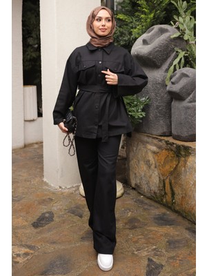 İmaj Butik Siyah Çıt Çıtlı Gabardin Ceket Pantolonlu Takım