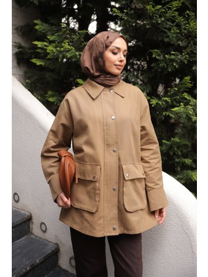 İmaj Butik Vizon Fermuarlı Gabardin Ceket