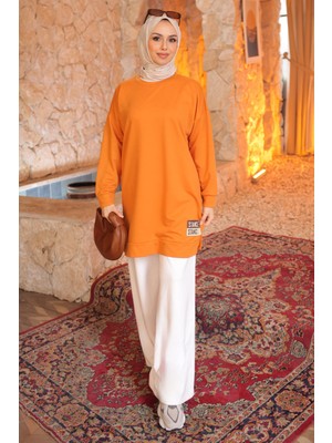 İmaj Butik Orange Bisiklet Yaka Armalı Tunik