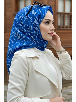 İmaj Butik Lacivert Soft Dijital Pamuklu Eşarp