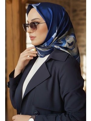 İmaj Butik Lacivert Ipekhan Soft Dijital Pamuklu Eşarp