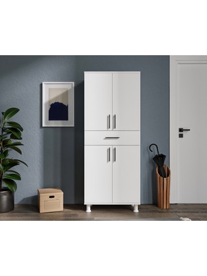 Merlin Mobilya Everest 4 Kapaklı Tek Çekmeceli Ayakkabılık