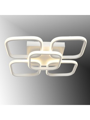Normadia Modern Beyaz Kare Mat LED Avize, 3 Renk Işık Seçeneği, 5'li Set
