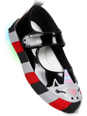 Kiko Kids Gilan Cırtlı Işıklı Kız Çocuk Babet Ayakkabı