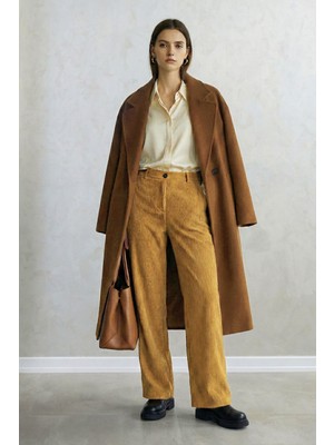 Stella Pulvis Sarı Fitilli Kadife Yüksel Bel Pantolon