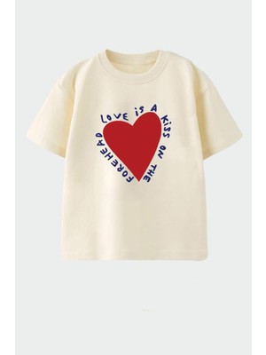 Monila Kız Çocuk Kalp Baskılı Pamuklu T-Shirt