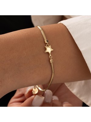 Hakan Mücevherat Balıksırtı Yıldız 14 Ayar Altın Bileklik