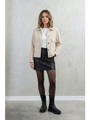 Stella Pulvis Ekru Fitilli Kadife Gömlek Ceket
