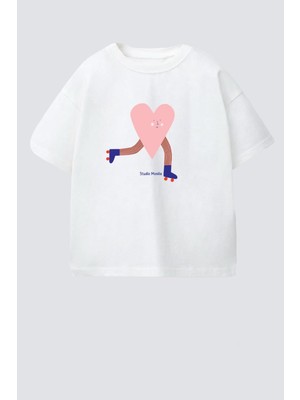 Monila Kız Çocuk Pamuklu Bisiklet Yaka Baskılı T-Shirt