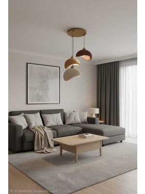 Normadia Şık Beton Görünümlü 3’lü Iskandinav & Bohem Sarkıt Avize Seti (Ampul Hediye)