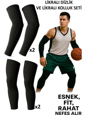 Gazelmanya Basketbol Dizliği + Basketbol Kolluğu Korumasız Spor Dizlik Basketbol Kolluk Koşu Dizliği Fitness