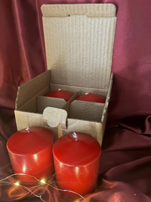 İzmir Candle Silindir 7*7cm Kırmızı 4lü Set(KİLİSE,DİNİ TÖREN,RİTÜEL,ARINMA,YOGA,EV DEKORASYON