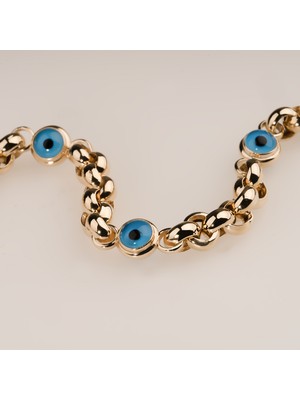 Hakan Mücevherat Doç Üç Nazar Boncuk Bileklik 14 Ayar Altın