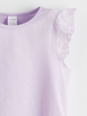 Lc Waikiki Yeni Sezon Bisiklet Yaka Brodeli Penye Kız Çocuk Bluz