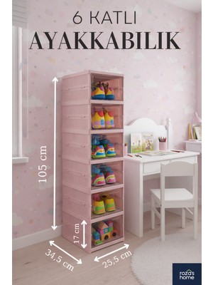 Dükkanönü 6 Katlı Modüler Ayakkabılık Lüks Ayakkabı Kutusu Seti Dolabı Katlanır Istiflenebili