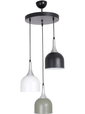 Normadia Şık 3'lü Avize, Gri, Beyaz, Yeşil ve Siyah Renk Seçenekleriyle