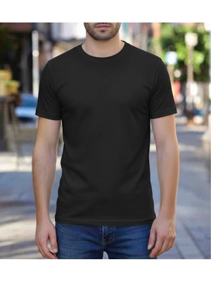 Havva Home Düz Renk Baskısız Unisex Kısa Kollu Bisiklet Yaka T-Shirt