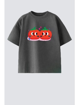 Monila Kız Çocuk Baskılı Pamuklu Bisiklet Yaka T-Shirt