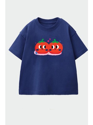 Monila Kız Çocuk Baskılı Pamuklu Bisiklet Yaka T-Shirt