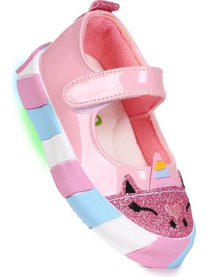 Kiko Kids Gilan Cırtlı Işıklı Kız Bebek Babet Ayakkabı