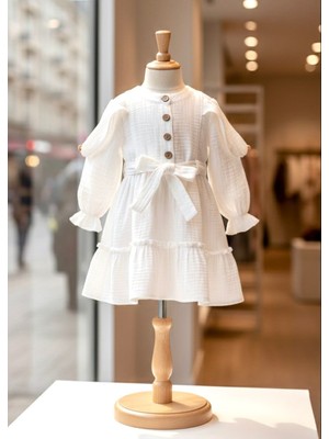 Kız Çocuk Desenli Uzun Kollu Şık Elbise Günlük Özel Koleksiyon