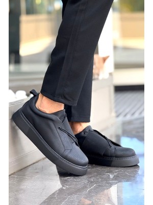 Zerenyus ZRC2603 - Premium Ipekyol Lastikli Tarz Erkek Ayakkabı Siyah