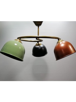 Normadia Renkli Üçlü Metal Sarkıt Avize, Modern ve Şık Tasarım