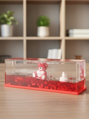 Dörtel Tedarik Kalp Tasarımlı Batmayan Sulu Figür Hediyelik Biblo Sevgililer Günü Hediyesi