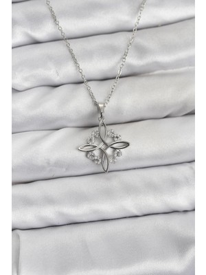 Callerrons Accessories Zincir Gümüş Renk Sonsuzluk Model Zirkon Taşlı Kadın Kolye - EBJ260130W39299