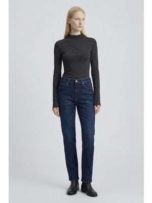 Rays 8238A Bisiklet Yaka Ön Çimalı Bluz Siyah