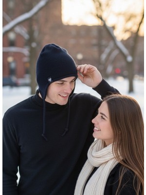 Bite Nose Unisex Içi Polar Kulak Ense Koruyuculu Rüzgar Geçirmez Termal Örme Bere